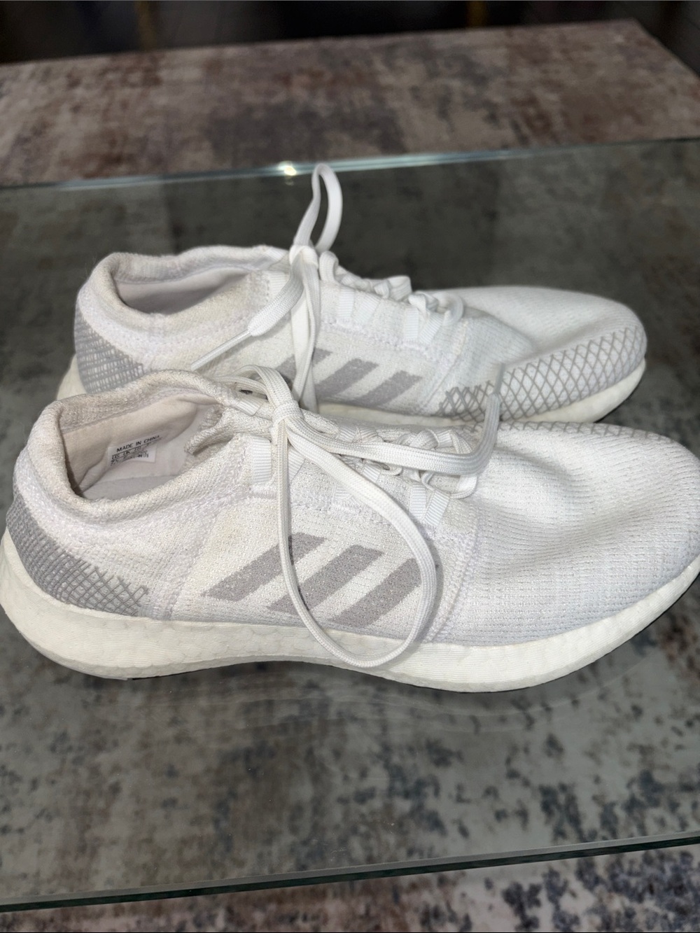 Women’s adidas pure boost White Knit Running Sneakers - Lightweight Comfort 7.5